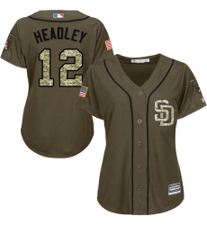Women's Majestic San Diego Padres #12 Chase Headley Replica Green Salute to Service Cool Base MLB Jersey