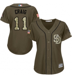Women's Majestic San Diego Padres #11 Allen Craig Replica Green Salute to Service Cool Base MLB Jersey