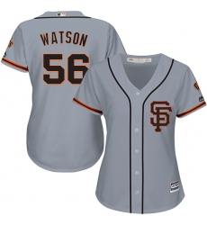 Women's Majestic San Francisco Giants #56 Tony Watson Authentic Grey Road 2 Cool Base MLB Jersey