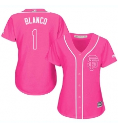Women's Majestic San Francisco Giants #1 Gregor Blanco Authentic Pink Fashion Cool Base MLB Jersey