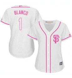 Women's Majestic San Francisco Giants #1 Gregor Blanco Replica White Fashion Cool Base MLB Jersey