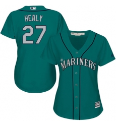 Women's Majestic Seattle Mariners #27 Ryon Healy Authentic Teal Green Alternate Cool Base MLB Jersey