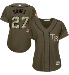 Women's Majestic Tampa Bay Rays #27 Carlos Gomez Authentic Green Salute to Service MLB Jersey