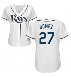 Women's Majestic Tampa Bay Rays #27 Carlos Gomez Authentic White Home Cool Base MLB Jersey