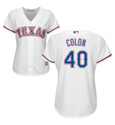 Women's Majestic Texas Rangers #40 Bartolo Colon Authentic White Home Cool Base MLB Jersey
