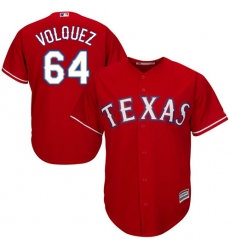 Men's Majestic Texas Rangers #64 Edinson Volquez Replica Red Alternate Cool Base MLB Jersey
