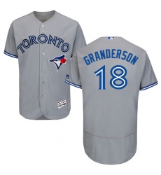 Men's Majestic Toronto Blue Jays #18 Curtis Granderson Grey Road Flex Base Authentic Collection MLB Jersey