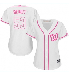 Women's Majestic Washington Nationals #53 Joaquin Benoit Authentic White Fashion Cool Base MLB Jersey