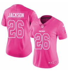 Women's Nike Carolina Panthers #26 Donte Jackson Limited Pink Rush Fashion NFL Jersey