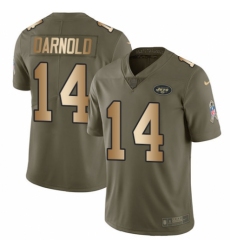 Youth Nike New York Jets #14 Sam Darnold Limited Olive/Gold 2017 Salute to Service NFL Jersey