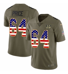 Men's Nike Cincinnati Bengals #64 Billy Price Limited Olive USA Flag 2017 Salute to Service NFL Jersey