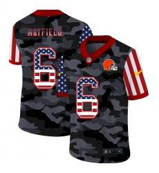 Men's Cleveland Browns #6 Baker Mayfield Camo Flag Nike Limited Jersey