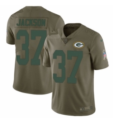 Men's Nike Green Bay Packers #37 Josh Jackson Limited Olive 2017 Salute to Service NFL Jersey