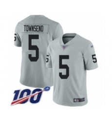 Men's Oakland Raiders #5 Johnny Townsend Limited Silver Inverted Legend 100th Season Football Jersey