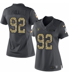 Women's Nike Oakland Raiders #92 P.J. Hall Limited Black 2016 Salute to Service NFL Jersey