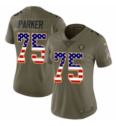 Women's Nike Oakland Raiders #75 Brandon Parker Limited Olive/USA Flag 2017 Salute to Service NFL Jersey