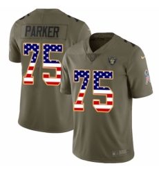 Youth Nike Oakland Raiders #75 Brandon Parker Limited Olive/USA Flag 2017 Salute to Service NFL Jersey
