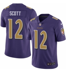 Men's Nike Baltimore Ravens #12 Jaleel Scott Limited Purple Rush Vapor Untouchable NFL Jersey