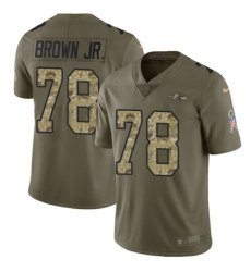 Men's Nike Baltimore Ravens #78 Orlando Brown Jr. Limited Olive/Camo Salute to Service NFL Jersey