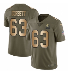 Men's Nike Cleveland Browns #63 Austin Corbett Limited Olive/Gold 2017 Salute to Service NFL Jersey