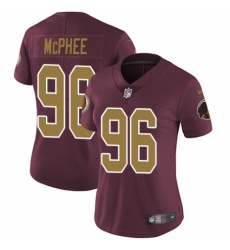 Women's Nike Washington Redskins #96 Pernell McPhee Burgundy Red Gold Number Alternate 80TH Anniversary Vapor Untouchable Limited Player NFL Jersey