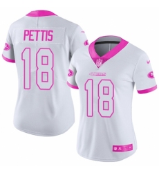 Women's Nike San Francisco 49ers #18 Dante Pettis Limited White/Pink Rush Fashion NFL Jersey