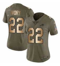 Women's Nike Buffalo Bills #22 Chris Ivory Limited Olive/Gold 2017 Salute to Service NFL Jersey