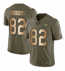 Men's Nike Philadelphia Eagles #82 Richard Rodgers Limited Olive Gold 2017 Salute to Service NFL Jersey