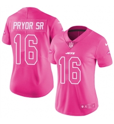 Women Nike New York Jets #16 Terrelle Pryor Sr. Limited Pink Rush Fashion NFL Jersey