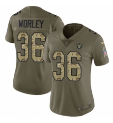 Women's Nike Oakland Raiders #36 Daryl Worley Limited Olive/Camo 2017 Salute to Service NFL Jersey