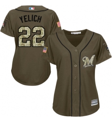 Women's Milwaukee Brewers #22 Christian Yelich Green Salute to Service Stitched MLB Jersey