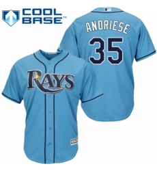 Youth Majestic Tampa Bay Rays #35 Matt Andriese Authentic Light Blue Alternate 2 Cool Base MLB Jersey