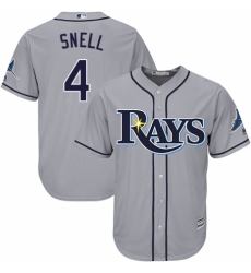 Men's Majestic Tampa Bay Rays #4 Blake Snell Replica Grey Road Cool Base MLB Jersey