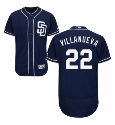 Men's Majestic San Diego Padres #22 Christian Villanueva Navy Blue Alternate Flex Base Authentic Collection MLB Jersey