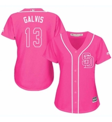 Women's Majestic San Diego Padres #13 Freddy Galvis Authentic Pink Fashion Cool Base MLB Jersey