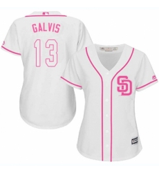 Women's Majestic San Diego Padres #13 Freddy Galvis Replica White Fashion Cool Base MLB Jersey