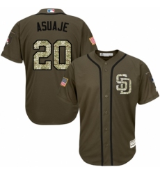 Youth Majestic San Diego Padres #20 Carlos Asuaje Authentic Green Salute to Service Cool Base MLB Jersey