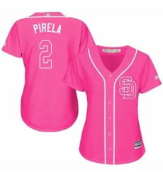 Women's Majestic San Diego Padres #2 Jose Pirela Authentic Pink Fashion Cool Base MLB Jersey