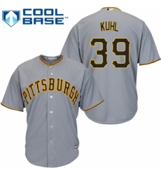 Youth Majestic Pittsburgh Pirates #39 Chad Kuhl Replica Grey Road Cool Base MLB Jersey