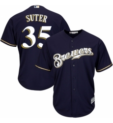 Youth Majestic Milwaukee Brewers #35 Brent Suter Replica White Alternate Cool Base MLB Jersey