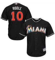 Youth Majestic Miami Marlins #10 JT Riddle Authentic Black Alternate 2 Cool Base MLB Jersey