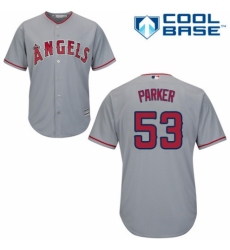 Youth Majestic Los Angeles Angels of Anaheim #53 Blake Parker Replica Grey Road Cool Base MLB Jersey