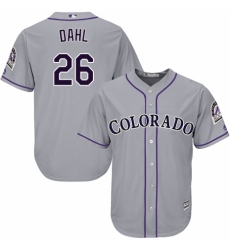 Men's Majestic Colorado Rockies #26 David Dahl Replica Grey Road Cool Base MLB Jersey