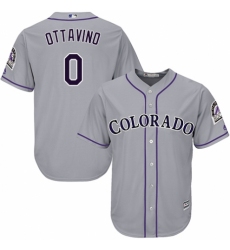 Men's Majestic Colorado Rockies #0 Adam Ottavino Replica Grey Road Cool Base MLB Jersey