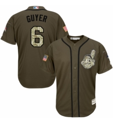 Youth Majestic Cleveland Indians #6 Brandon Guyer Authentic Green Salute to Service MLB Jersey