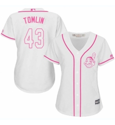 Women's Majestic Cleveland Indians #43 Josh Tomlin Replica White Fashion Cool Base MLB Jersey