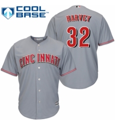 Men's Majestic Cincinnati Reds #32 Matt Harvey Replica Grey Road Cool Base MLB Jersey