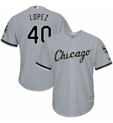 Men's Majestic Chicago White Sox #40 Reynaldo Lopez Replica Grey Road Cool Base MLB Jersey