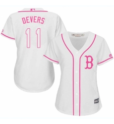 Women's Majestic Boston Red Sox #11 Rafael Devers Replica White Fashion MLB Jersey