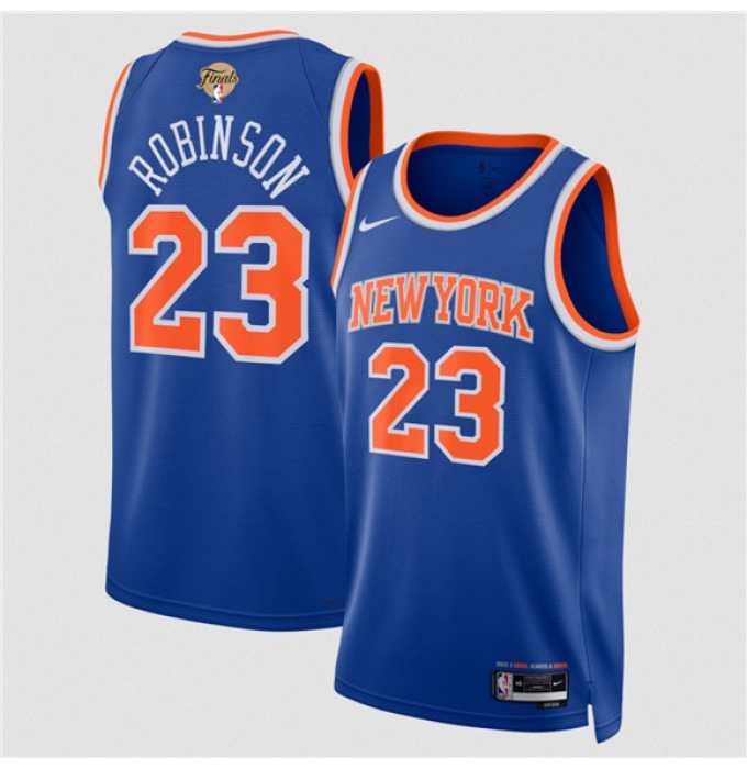 Men's New Yok Knicks #23 Mitchell Robinson Blue 2026 Finals Icon Edition Stitched Basketball Jersey